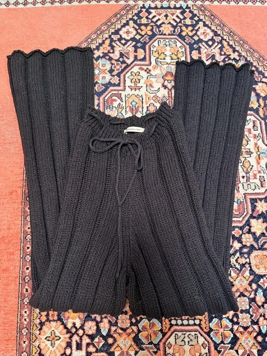 PALOMA WOOL Rare Black Drawstring Cotton Knit Pants Size Small - Picture 7 of 8